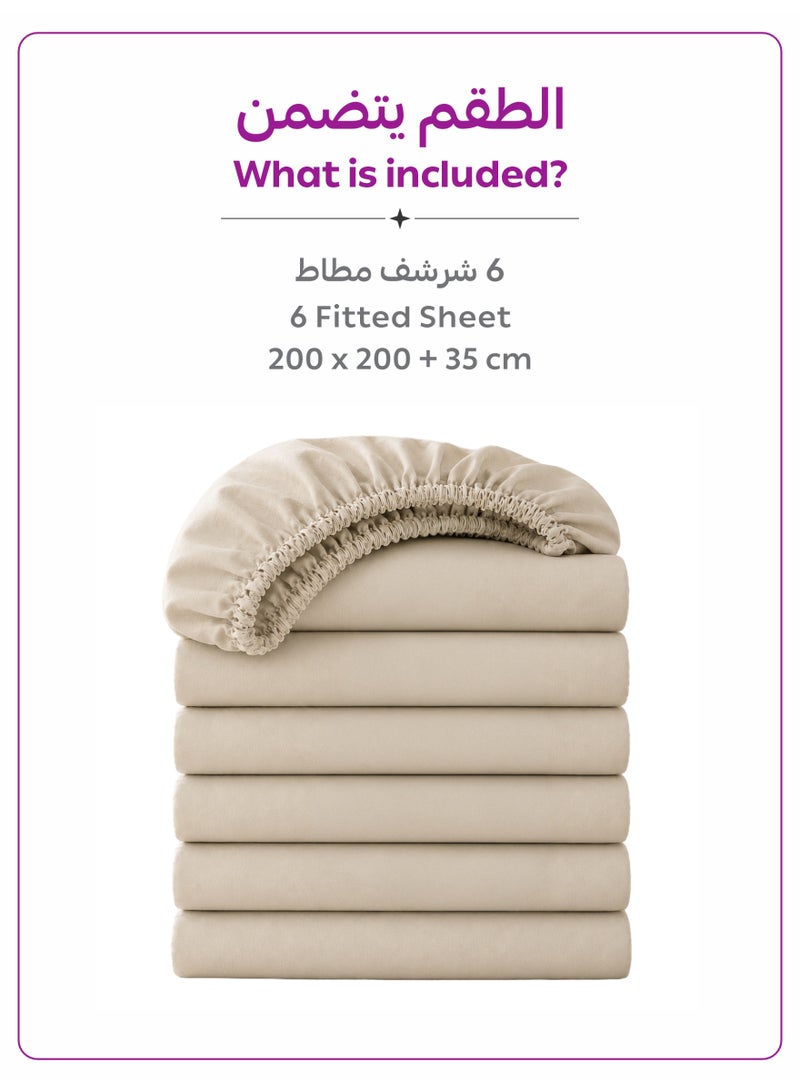 Donetella Super King Fitted Sheets 200x200 cm – Pack of 6 | OEKO-TEX Certified Brushed Microfiber | Deep Pocket with 360° All-Round Elastic | Ultra Soft, Wrinkle Resistant, Easy Care | Safe for Sensitive Skin - Image 5