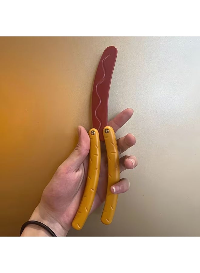 Goolsky Hot Dog Novelty Fidget Toy, Safe Butterfly-Style Design for Relax & Party Games, Mixed Colors - Holiday Gift for Teens & Friends, Playful Gadget with Sturdy Construction - Image 1