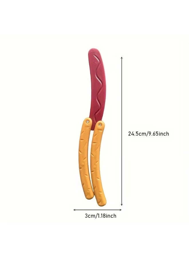 Goolsky Hot Dog Novelty Fidget Toy, Safe Butterfly-Style Design for Relax & Party Games, Mixed Colors - Holiday Gift for Teens & Friends, Playful Gadget with Sturdy Construction - Image 2