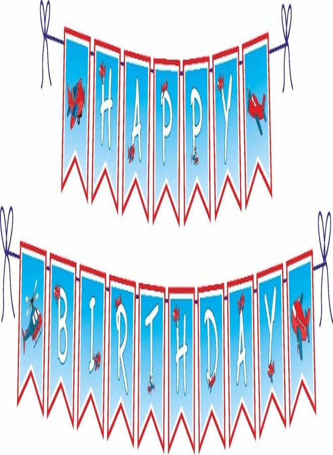 Untumble Aeroplane Birthday Decorations for Boys or Girls | Perfect Aeroplane Theme Decorations With Swirls, Happy Birthday Banner, Balloons, Cake & Cup Cake Toppers | Pack of 64 - Image 3