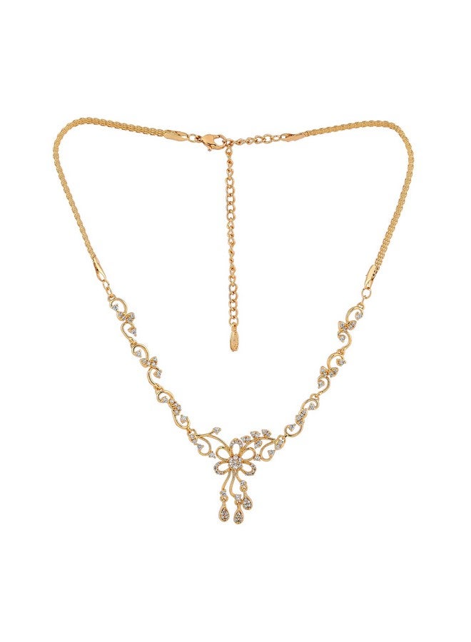 Estele Delightful Gold Plated Necklace Jewellery American Diamond Necklace Set for Women - Image 2