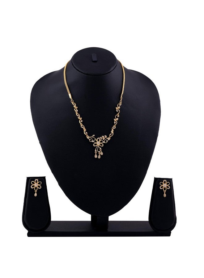 Estele Delightful Gold Plated Necklace Jewellery American Diamond Necklace Set for Women - Image 5