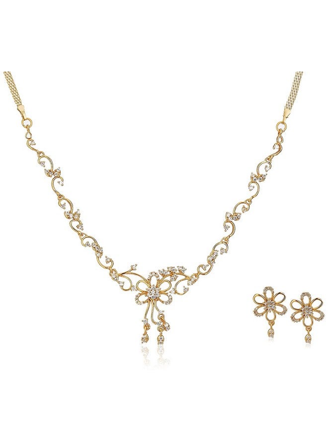 Estele Delightful Gold Plated Necklace Jewellery American Diamond Necklace Set for Women - Image 1