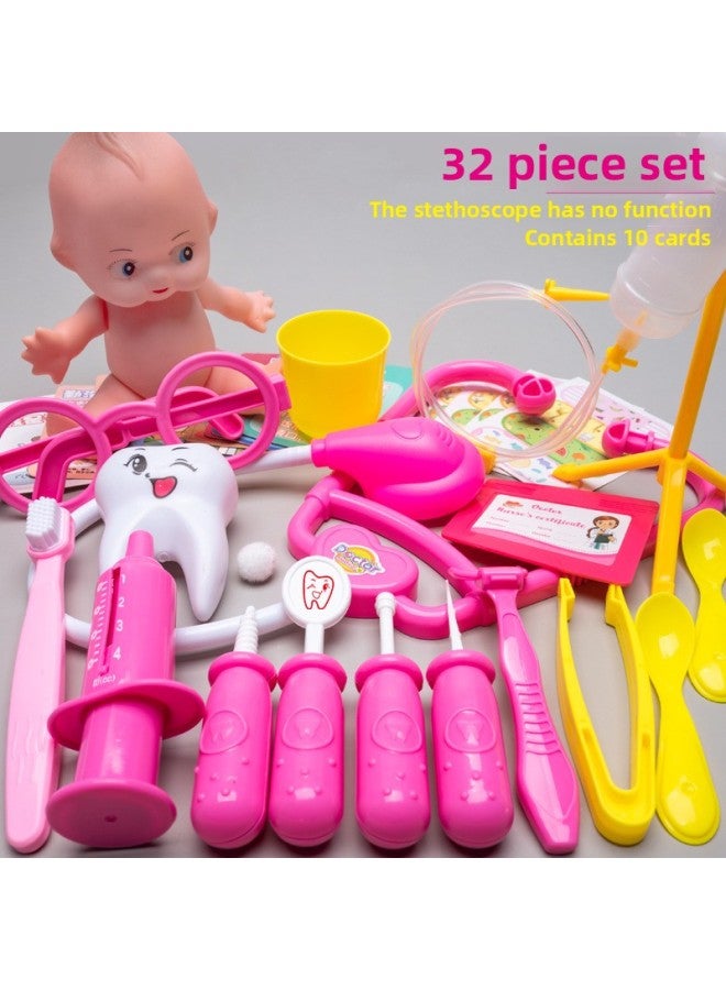 Toys Children's Play House Boys And Girls Toys Stethoscope Doctor Toys Medical Set-Color:W Simple 32-piece Pink/20.8*11*13.8 Cm-247g - Image 1