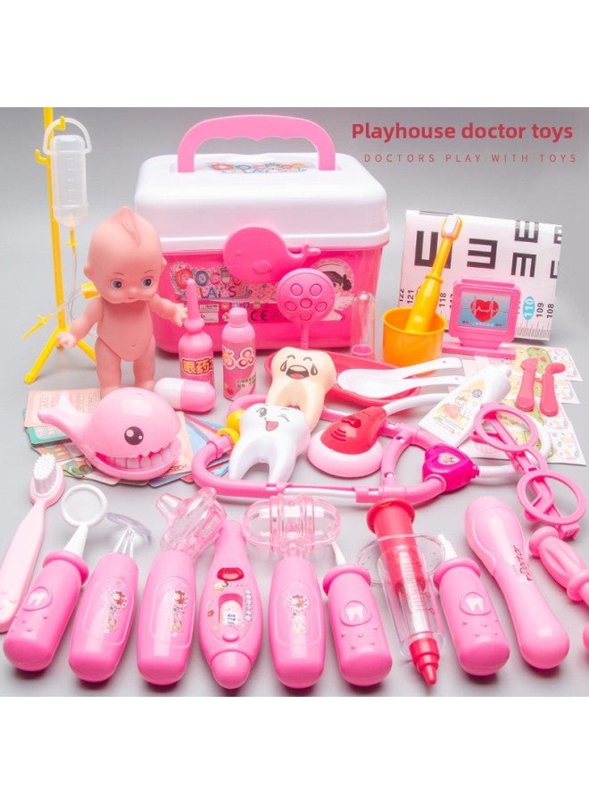 Toys Children's Play House Boys And Girls Toys Stethoscope Doctor Toys Medical Set-Color:W Simple 32-piece Pink/20.8*11*13.8 Cm-247g - Image 3