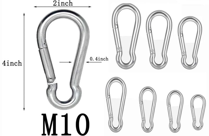 DIY Crafts 2x Pcs, M2, Carabiner Clip Spring-Snap Hook M2-M10 Heavy Duty Carabiner Clips for Keys Swing Set Camping Fishing Hiki(2x Pcs, M2) - Image 2