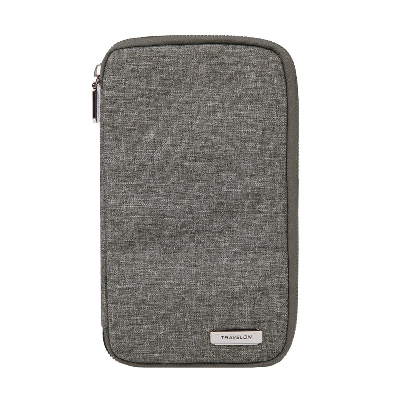 Travelon Travelon RFID Blocking Family Passport Zip Wallet, Gray Heather, 4.75" x 8.25" x 0.75"  - Image 1