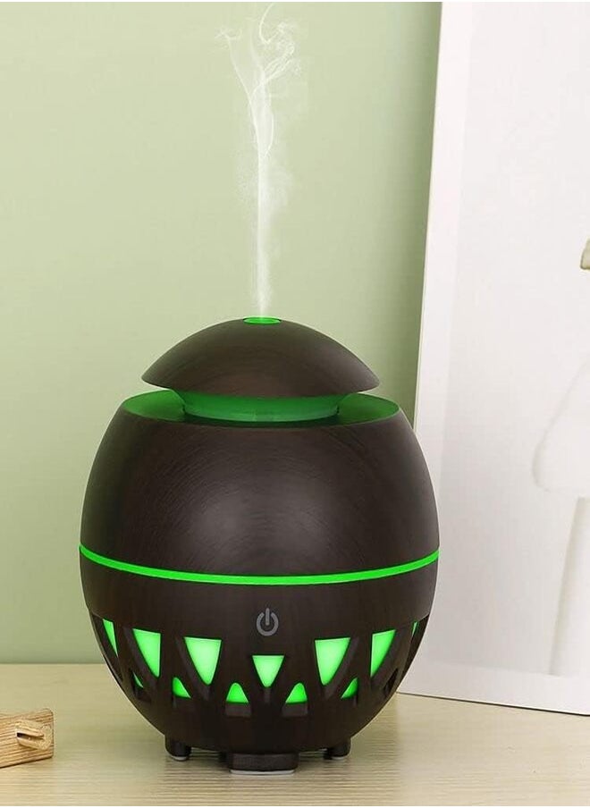 Generic Ultrasonic Aroma Humidifier, Small Triangle Design with 7 Colors - 7 Color Light - Dark Wood  - Image 1