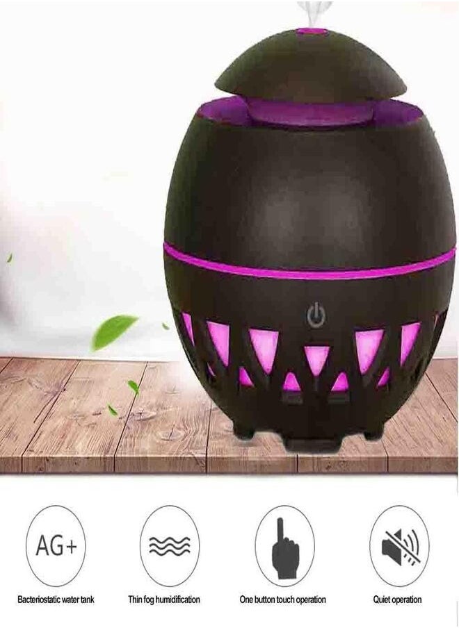 Generic Ultrasonic Aroma Humidifier, Small Triangle Design with 7 Colors - 7 Color Light - Dark Wood  - Image 2