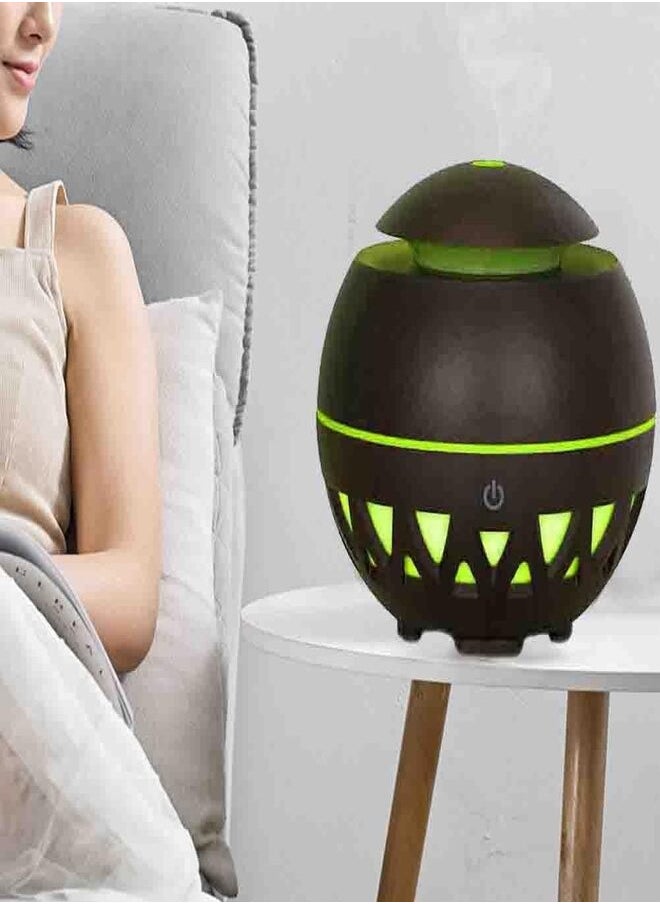 Generic Ultrasonic Aroma Humidifier, Small Triangle Design with 7 Colors - 7 Color Light - Dark Wood  - Image 5
