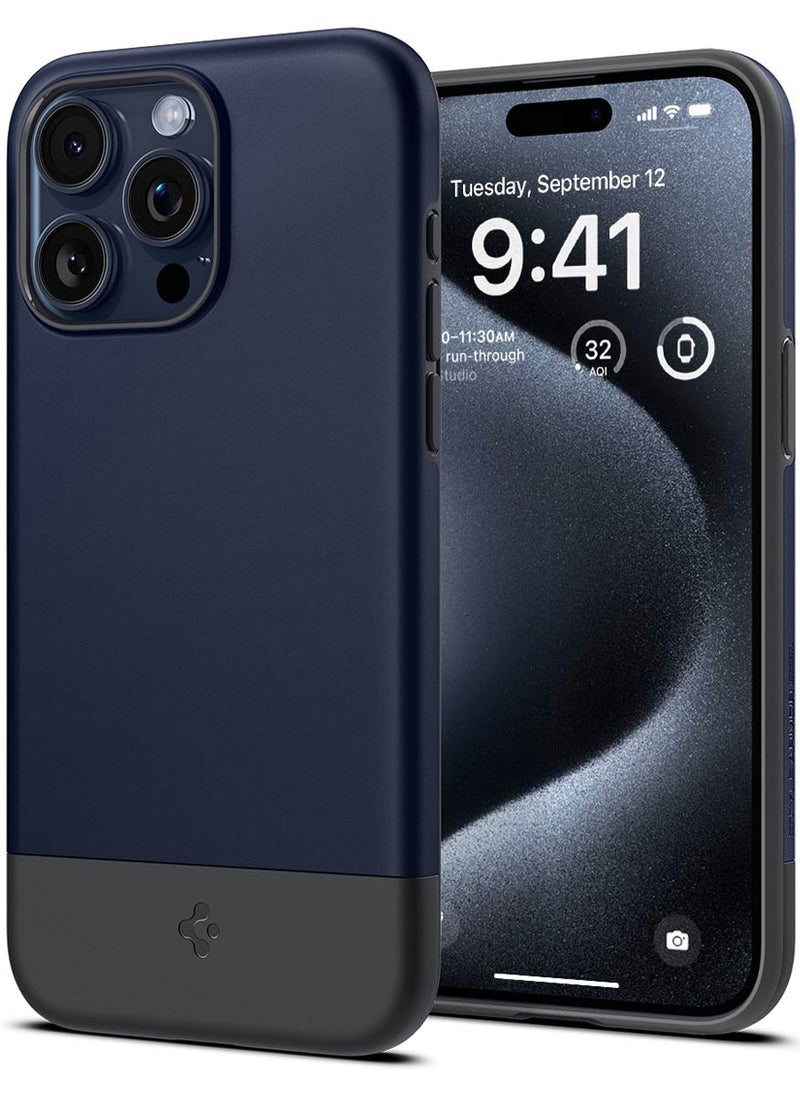 Spigen - Style Armor MagFit for iPhone 15 PRO Case Cover Magnetic MagSafe Compatible [Military Grade Protection] - Midnight Indigo - Image 1
