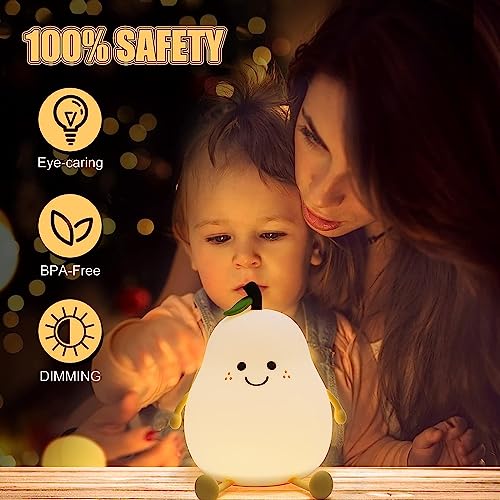 One94Store Rechargeable Silicone Pear Night Lamp – Touch Control 7-Color LED Light for Kids’ Bedroom, Romantic Decor, Valentine Day Gift, Love Gift for Her, Couple Gift - Image 4
