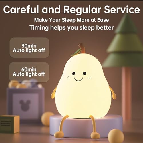 One94Store Rechargeable Silicone Pear Night Lamp – Touch Control 7-Color LED Light for Kids’ Bedroom, Romantic Decor, Valentine Day Gift, Love Gift for Her, Couple Gift - Image 5
