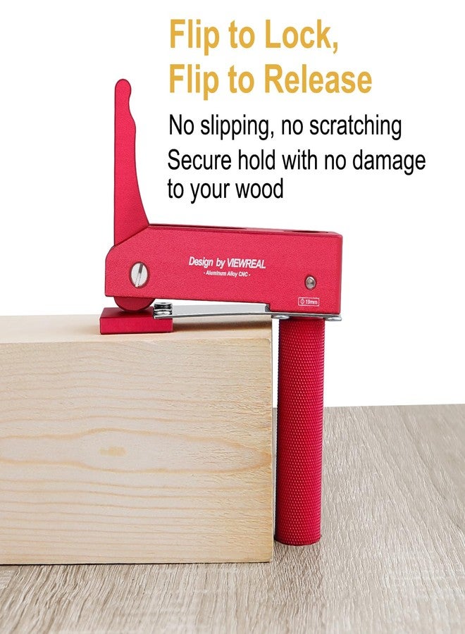 ViewReal Bench Dog Clamp,3/4"(19mm) Bench Dog Hole Clamp for Woodworking, Adjustable Quick-Lock Bench Clamps for Woodworking, Non-Marring Pads, Long Handle Holdfast for MFT Table (6-Piece Set) - Image 4