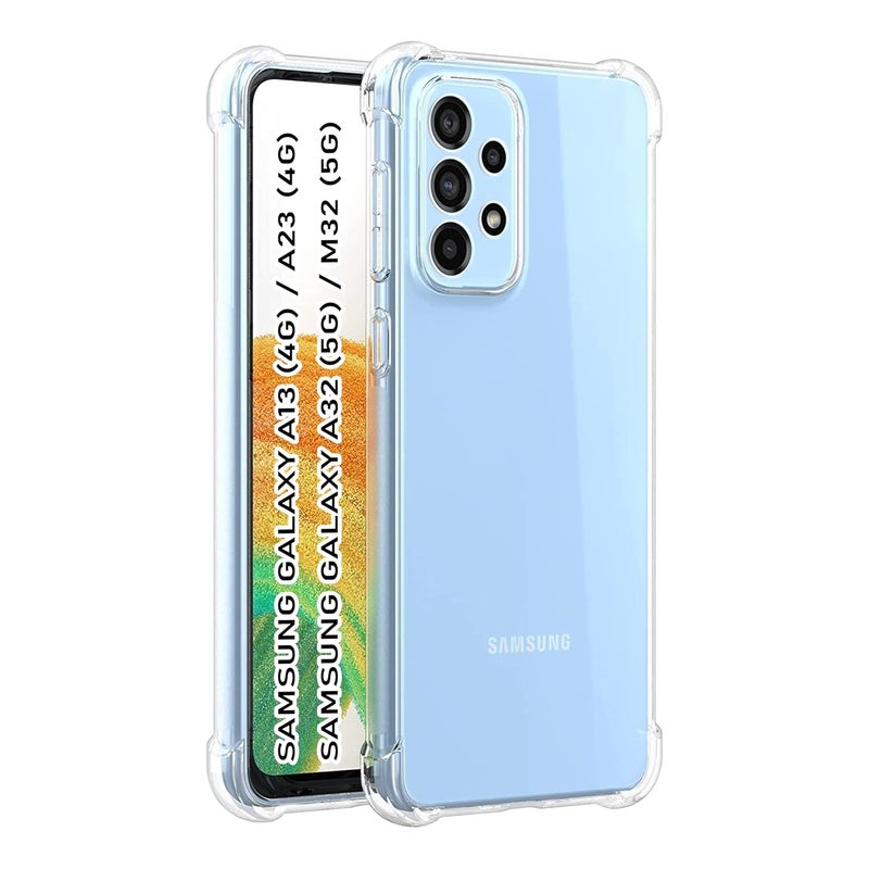 Cedo Samsung Galaxy A13 (4G)/ A23 (4G)/ A32 (5G) / M32 (5G) Bumper Case | Soft Jel Flexible Thin Full Protection Shock Proof Clear TPU Back Case Cover for Samsung Galaxy A13 (Transparent) - Image 1