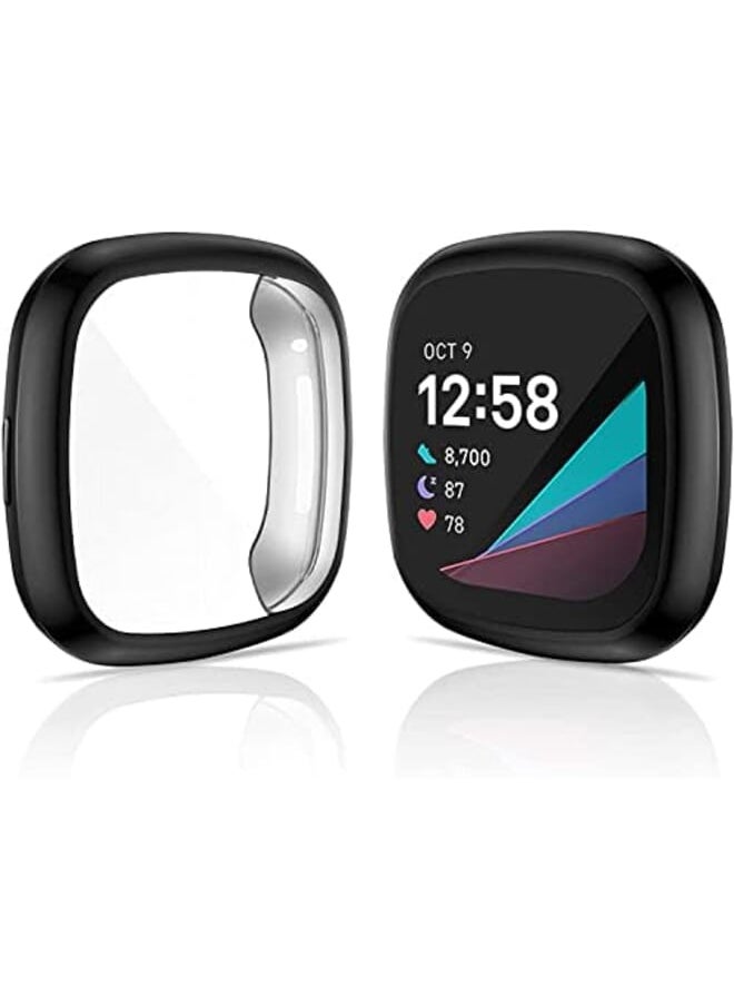 كاست ويف - حافظة حماية للساعة الذكية متوافقة مع Fitbit Sense وVersa 3 حافظة حماية كاملة مطلية بمادة TPU الناعمة لساعة Sense الذكية 4 عبوات - Image 1