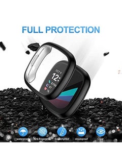 KASTWAVE Smart Watch Protective Case Screen Protector Case Compatible With For Fitbit Sense And Versa 3 Soft Tpu Plated Bumper Full Cover Protective Cases For Sense Smartwatch 4 Pack  - Image 4