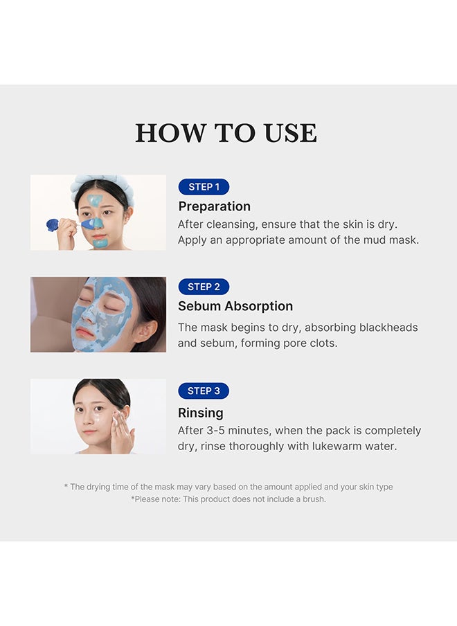 Zero Pore Blackhead Mud Facial Mask - Skin Cooling And Pore Tightening - 3 Minute Quick Dry Formula With Aha, Bha, Pha, And Pore-Purifying Clay - Korean Face Mask 3.52 Oz
