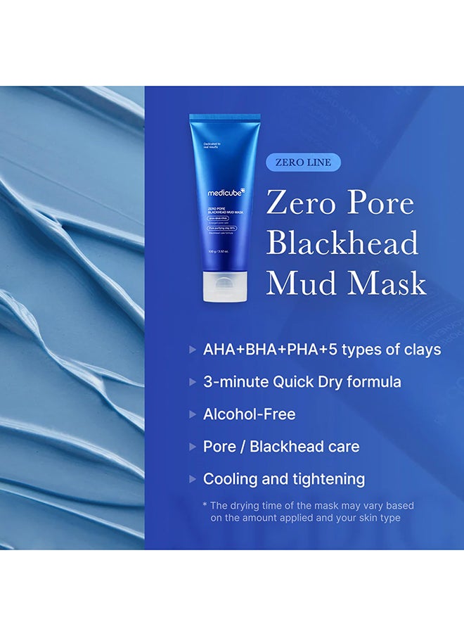 Zero Pore Blackhead Mud Facial Mask - Skin Cooling And Pore Tightening - 3 Minute Quick Dry Formula With Aha, Bha, Pha, And Pore-Purifying Clay - Korean Face Mask 3.52 Oz
