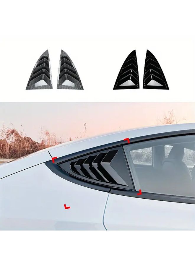 Gloss Black Carbon Fiber Rear Window Louver Cover Trim For Model 3 2024 - Image 1