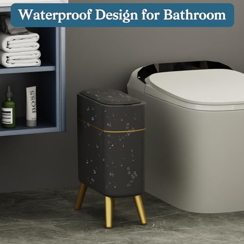 LALASTAR Automatic Bathroom Trash Can with Lid, Motion Sensor Bathroom Garbage Can for Toilet, Slim Smart Waste Basket for Kitchen, Living Room, 2.5 Gallon, Black - Image 4