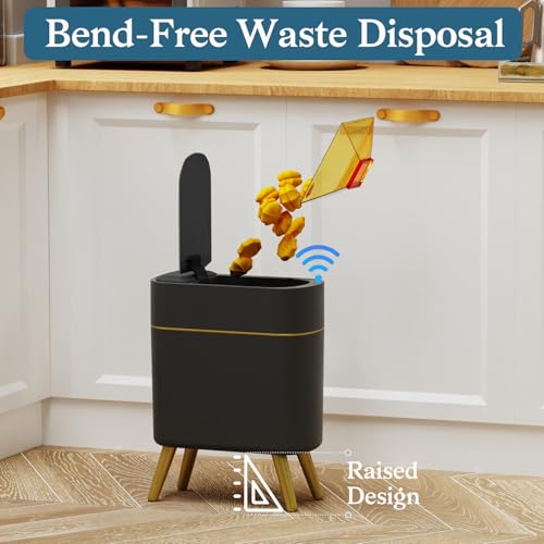 LALASTAR Automatic Bathroom Trash Can with Lid, Motion Sensor Bathroom Garbage Can for Toilet, Slim Smart Waste Basket for Kitchen, Living Room, 2.5 Gallon, Black - Image 5