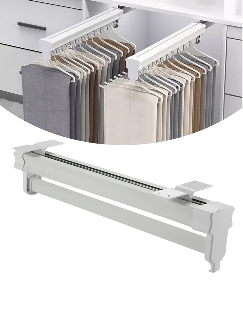 بيروي 52cmرف سروال قابل للسحب متعدد الوظائف، حامل قابل للسحب لتعليق السراويل، شريط حامل من الصلب القوي قابل للسحب، خزانة قابلة للسحب، سحب تخزين الأوشحة والسراويل والملابس والمناشف بطول 52 سم - Image 1