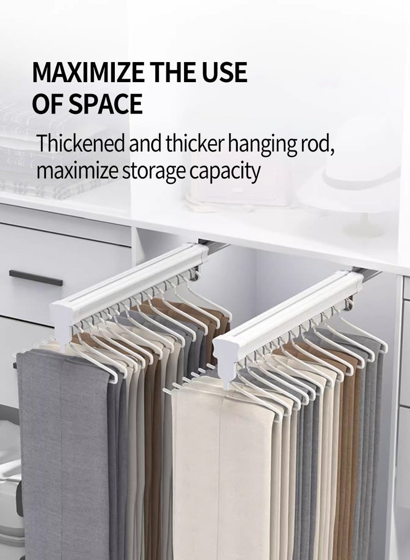 بيروي 52cmرف سروال قابل للسحب متعدد الوظائف، حامل قابل للسحب لتعليق السراويل، شريط حامل من الصلب القوي قابل للسحب، خزانة قابلة للسحب، سحب تخزين الأوشحة والسراويل والملابس والمناشف بطول 52 سم - Image 4
