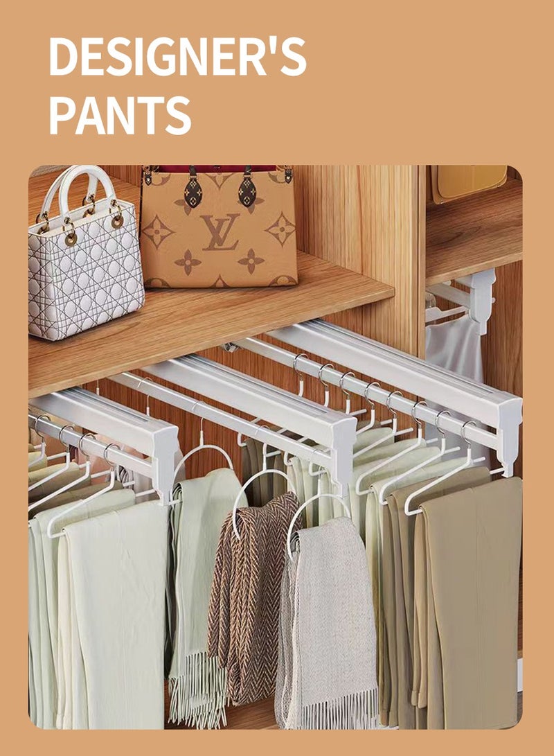 بيروي 52cmرف سروال قابل للسحب متعدد الوظائف، حامل قابل للسحب لتعليق السراويل، شريط حامل من الصلب القوي قابل للسحب، خزانة قابلة للسحب، سحب تخزين الأوشحة والسراويل والملابس والمناشف بطول 52 سم - Image 2