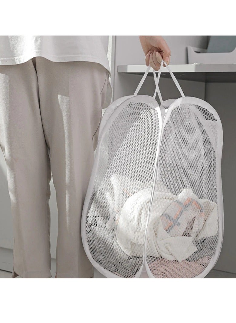 2 Pack Folding Dirty Laundry Basket Portable Clothes Basket Bathroom Cloth Mesh Hamper Laundry Organizers Storage Pouch  - Image 2