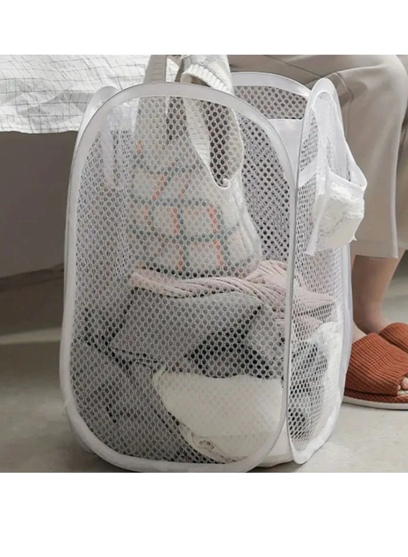 2 Pack Folding Dirty Laundry Basket Portable Clothes Basket Bathroom Cloth Mesh Hamper Laundry Organizers Storage Pouch  - Image 3