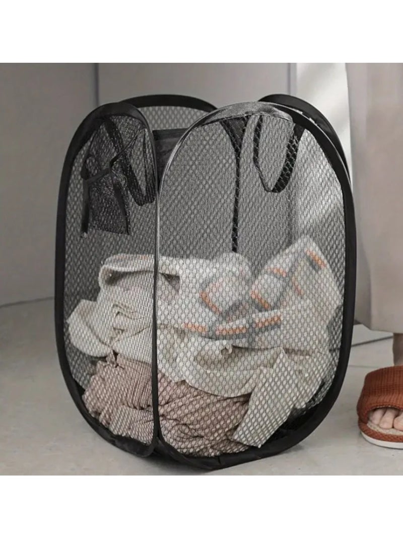 2 Pack Folding Dirty Laundry Basket Portable Clothes Basket Bathroom Cloth Mesh Hamper Laundry Organizers Storage Pouch  - Image 4