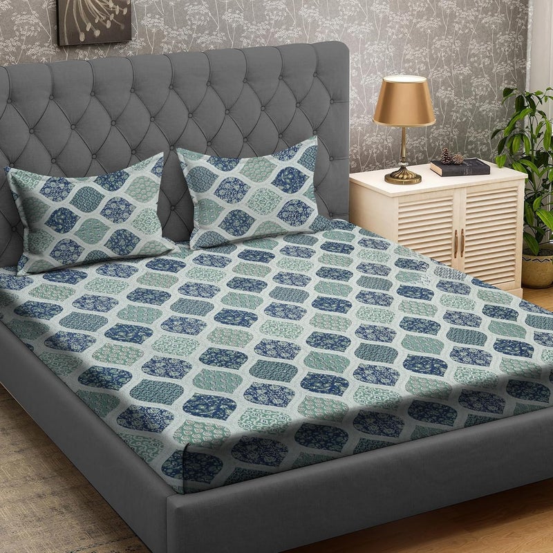 RRC Super Soft Cotton King Size Bedsheet Jaipuri Print 90X108 Inch Size with 2 Pillow Covers 154 TC Cotton Bedsheet with Pillow Cover - Image 1