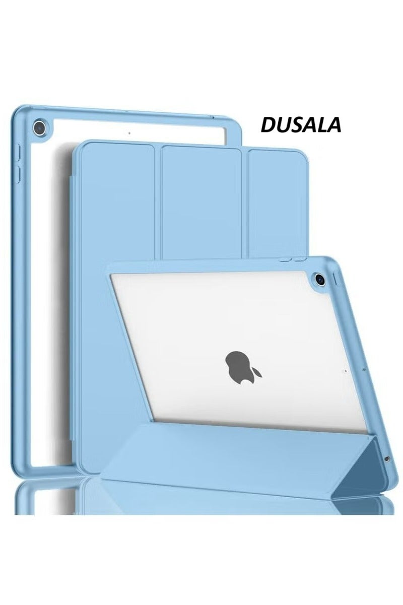 DUSALA iPad 9th/8th/7th Generation 10.2-Inch Case – Slim Sky Blue Protective Cover with Pencil Holder, Smart Auto Wake/Sleep, and Transparent Shockproof Back – Compatible with iPad 2021/2020/2019 Models – Lightweight Stand Case for Work & Study - Image 1