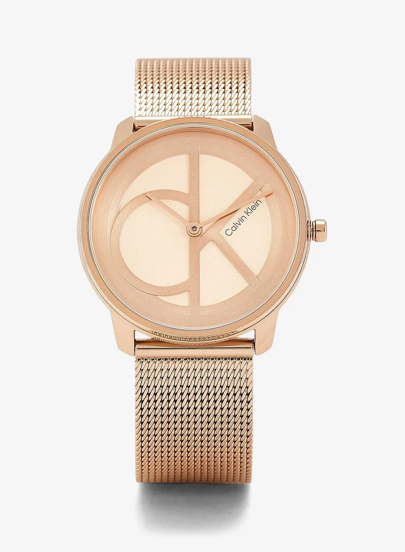 Calvin Klein Unisex Analog Quartz Watch Collection With Carnation Gold-Tone Stainless Steel Mesh Bracelet - 25200035