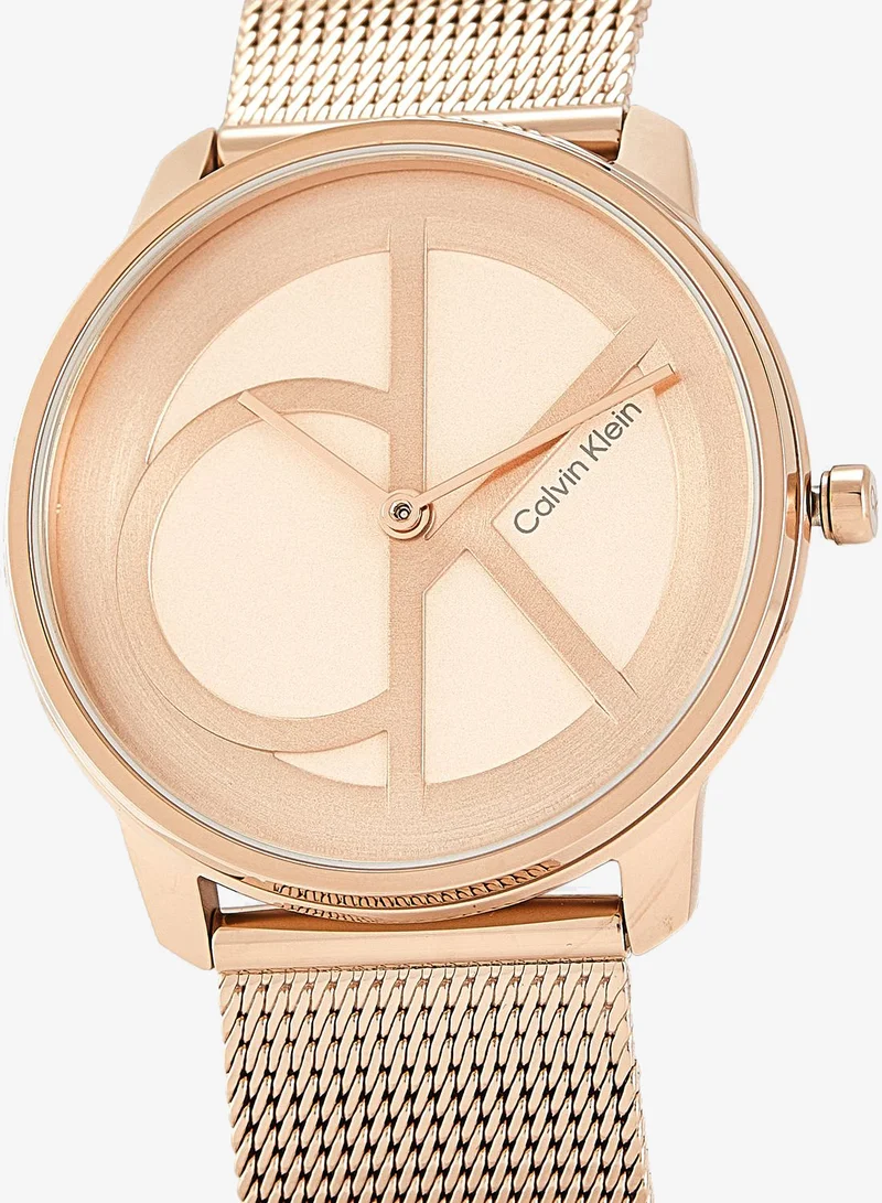 Calvin Klein Unisex Analog Quartz Watch Collection With Carnation Gold-Tone Stainless Steel Mesh Bracelet - 25200035