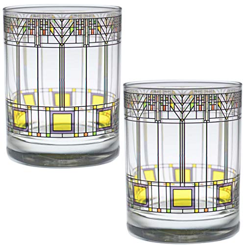 Culver Frank Lloyd Wright DOF Double Old Fashioned Glass 14-Ounce (Gift Boxed Set of 2, Tree of Life) - Image 1