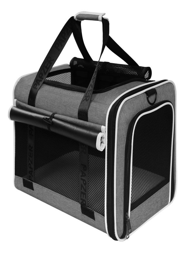 PAPZER Top Loading Medium Cat Carrier with Privacy Curtain, Soft-Sided Small Pet Travel Crate Vet Visit, Little Puppy Dog Kennel Bag Suitcase Luggage Sleeve, 18x11x11 Inch Grey - Image 1