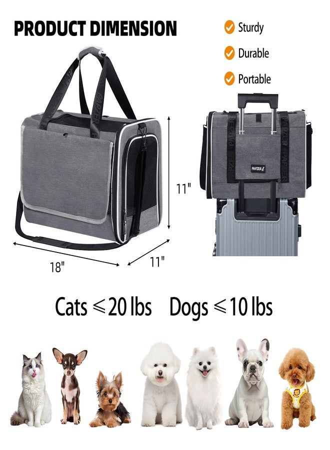 PAPZER Top Loading Medium Cat Carrier with Privacy Curtain, Soft-Sided Small Pet Travel Crate Vet Visit, Little Puppy Dog Kennel Bag Suitcase Luggage Sleeve, 18x11x11 Inch Grey - Image 2