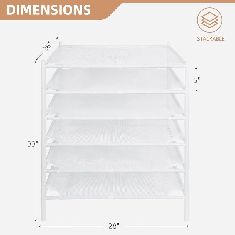 STORAGE MANIAC Sweater Drying Rack, Mesh Clothes Drying Rack, Stackable Laundry Drying Rack, Lay Flat Dryer for Delicates, Portable Dry Rack for Indoor or Outdoor, White, 6-Pack - Image 3