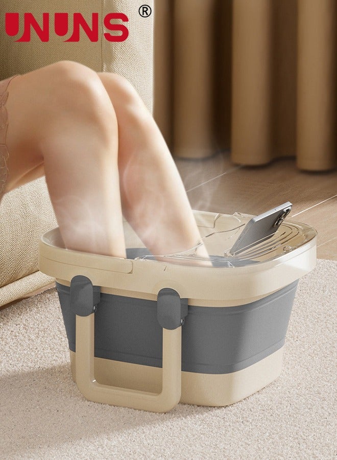 UNUNS Foldable Footbath Basin,Portable Foot Soaking Tub SPA Massage Basin With footstool And Cover,For Pedicure Massage,Grey - Image 1