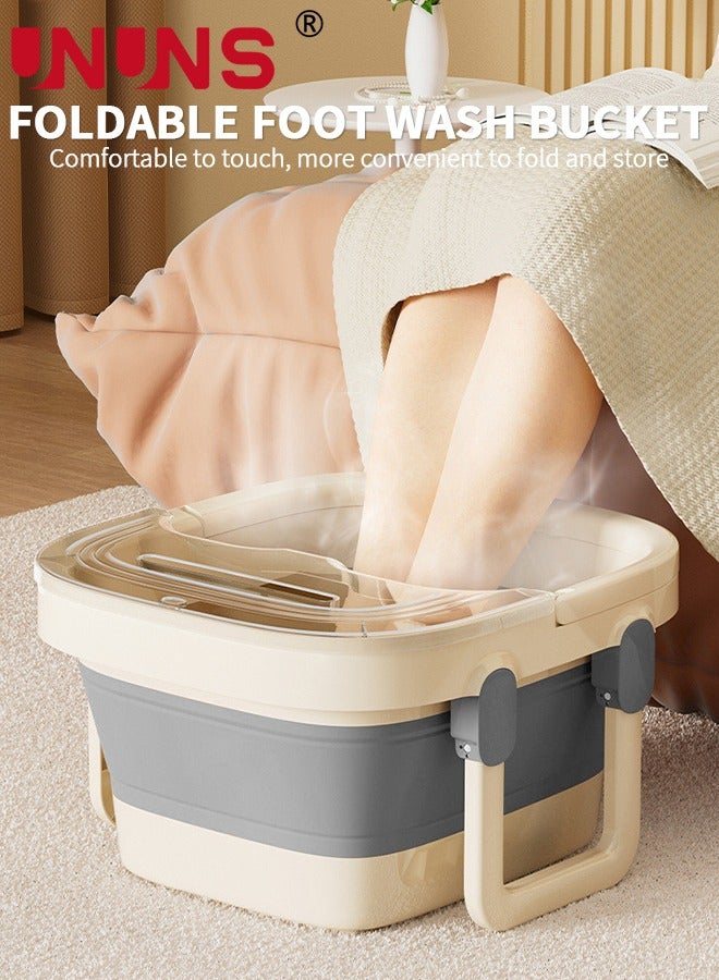 UNUNS Foldable Footbath Basin,Portable Foot Soaking Tub SPA Massage Basin With footstool And Cover,For Pedicure Massage,Grey - Image 2