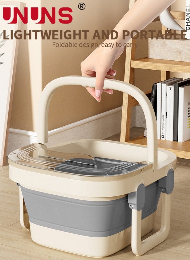 UNUNS Foldable Footbath Basin,Portable Foot Soaking Tub SPA Massage Basin With footstool And Cover,For Pedicure Massage,Grey - Image 5