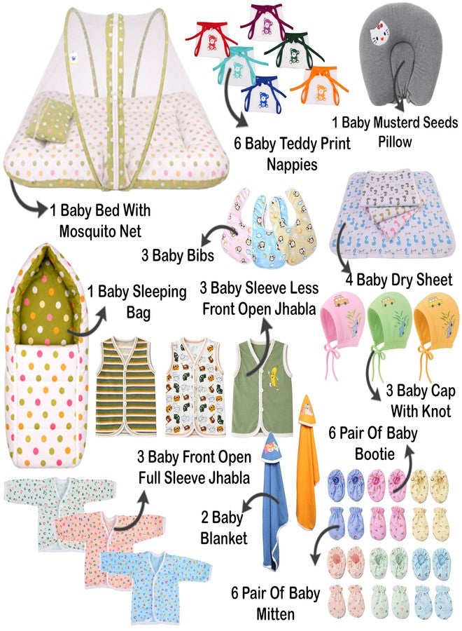 Kwitchy Newborn Baby Essentials Kit 39 Items Combo | New Born Kit 0-6 Months | Newborns Baby Set Clothes Bedding Bed | Infant Essentials & | Green - Image 3