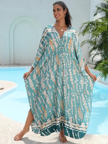 IMAGEKOPE Women 2025 Summer Kaftan Dresses Plus Size Bathing Suit Cover Up Moo Moos Beach Dress for Swimwear Caftan Dress - Image 4