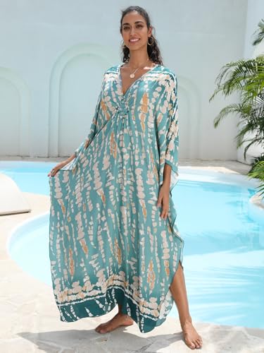 IMAGEKOPE Women 2025 Summer Kaftan Dresses Plus Size Bathing Suit Cover Up Moo Moos Beach Dress for Swimwear Caftan Dress - Image 3