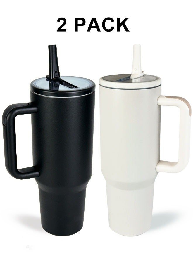 روییيس كوب سعة 40 أونصة مع مقبض وقشة قابلة للطي - مناسب لحامل أكواب السيارة، زجاجة مياه مقاومة للتسرب - قاعدة قابلة لإعادة الاستخدام من الفولاذ المقاوم للصدأ والمطاط - هدايا للنساء والرجال وكوب 40 أونصة بمقبض وقشة قابلة للطي - مناسب لحامل أكواب السيارة، زجاجة مياه مقاومة للتسرب - قاعدة من الفولاذ المقاوم للصدأ والمطاط قابلة لإعادة الاستخدام - هدايا للنساء والرجال حزمة 2 قطعة - Image 1