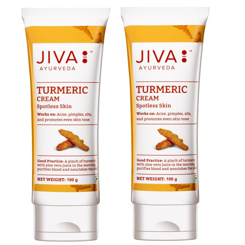 Jiva كريم جيفا بالكركم 100 جرام 100 تركيبة Ayurvedic تغذي البشرة وتمنع حب الشباب والبثور وتحسن لون البشرة وتمنع حب الشباب والبقع مثالي لجميع أنواع البشرة عبوة من 2 - Image 1
