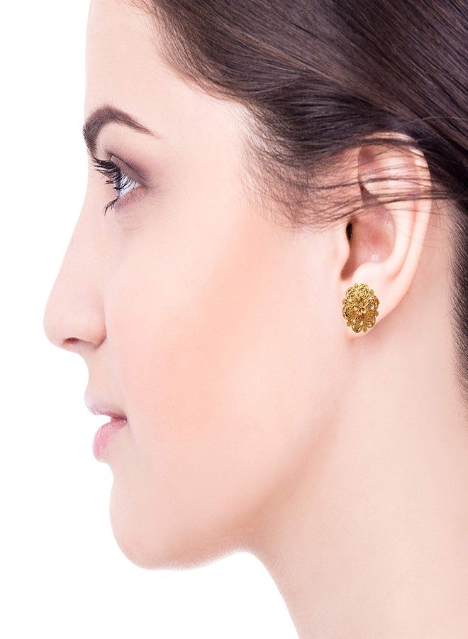 MEENAZ Earrings For Women girls Combo Set Pack Traditional Temple 1 One Gram Gold 18k Copper Brass Ruby Meenakari South Indian Screw Back Studs Tops Stud Fashion Stylish Hoop Bali Ear rings combo-M57 - Image 5