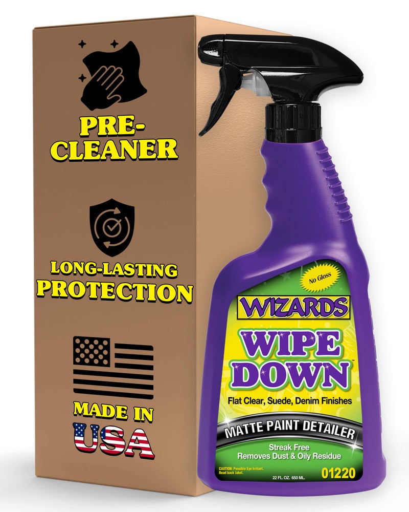 Wizards - Wipe Down Quick Detailer Spray - Matte Finish Cleaning Solution - Effortless On-The-Go Detailing for Flat, Suede, and Denim Surfaces - Professional Auto and Motorcycle Care Essential - 22 Oz - Image 1